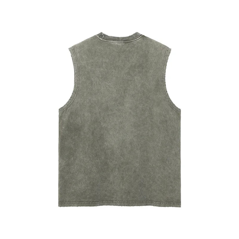 Worn Oversize Sleeveless Shirt vest