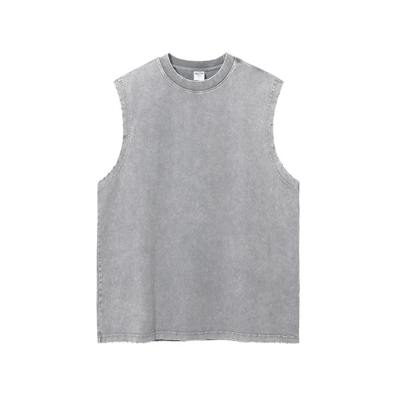 Worn Oversize Sleeveless Shirt vest