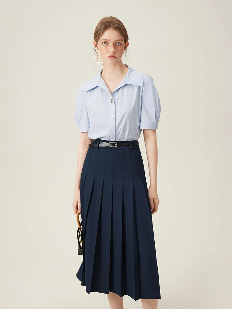 Elegant Mid Length Striped Skirt