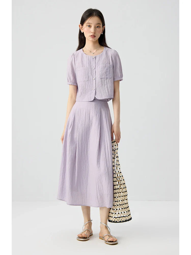 Casual Soft Loose Top and Skirt Set