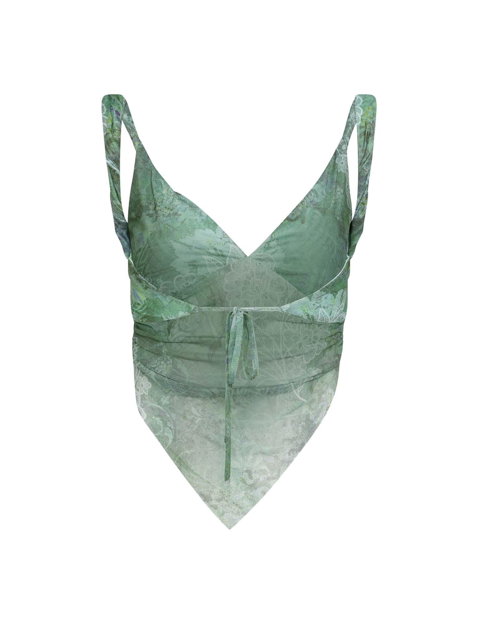 Green floral crop top with skirt