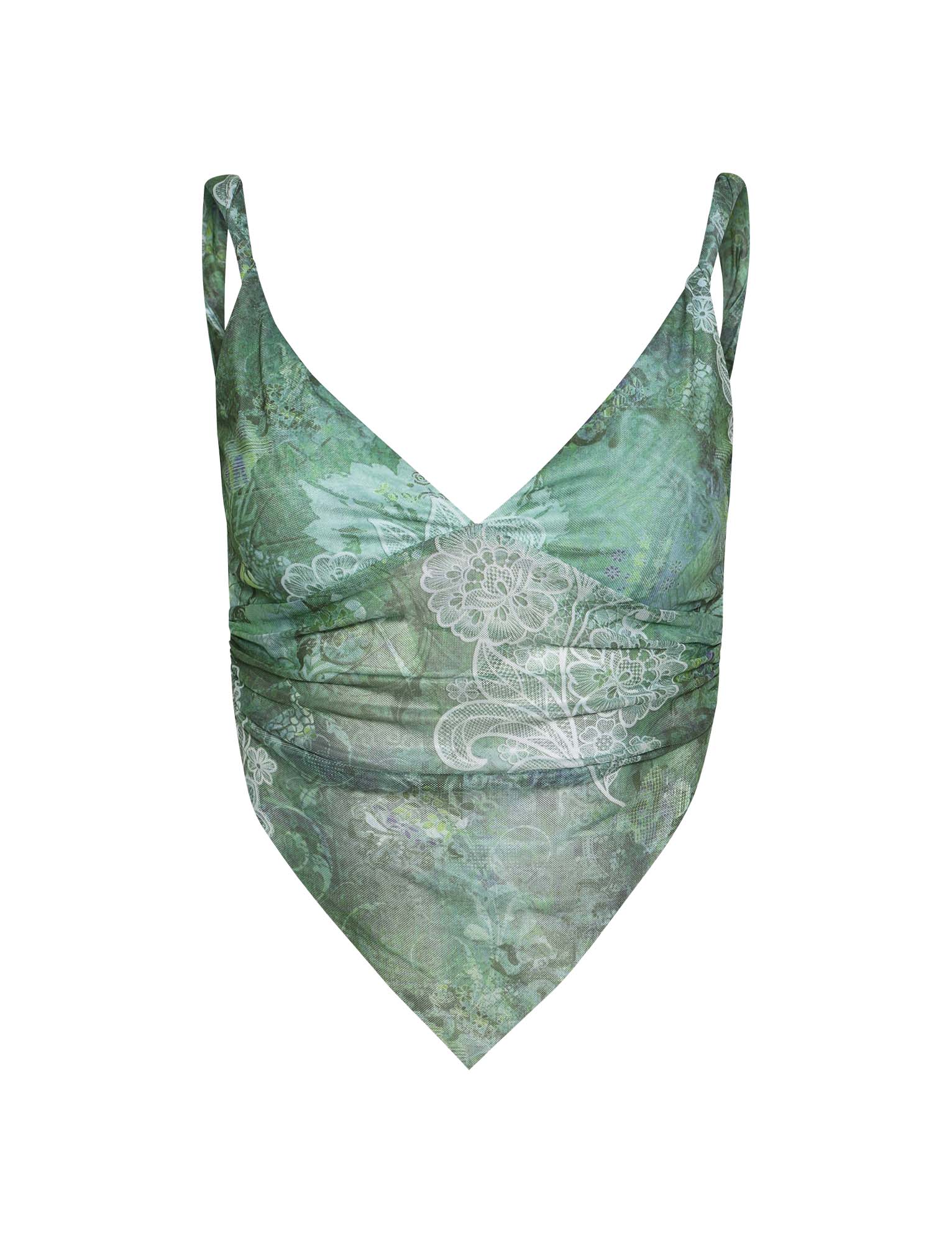 Green floral crop top with skirt