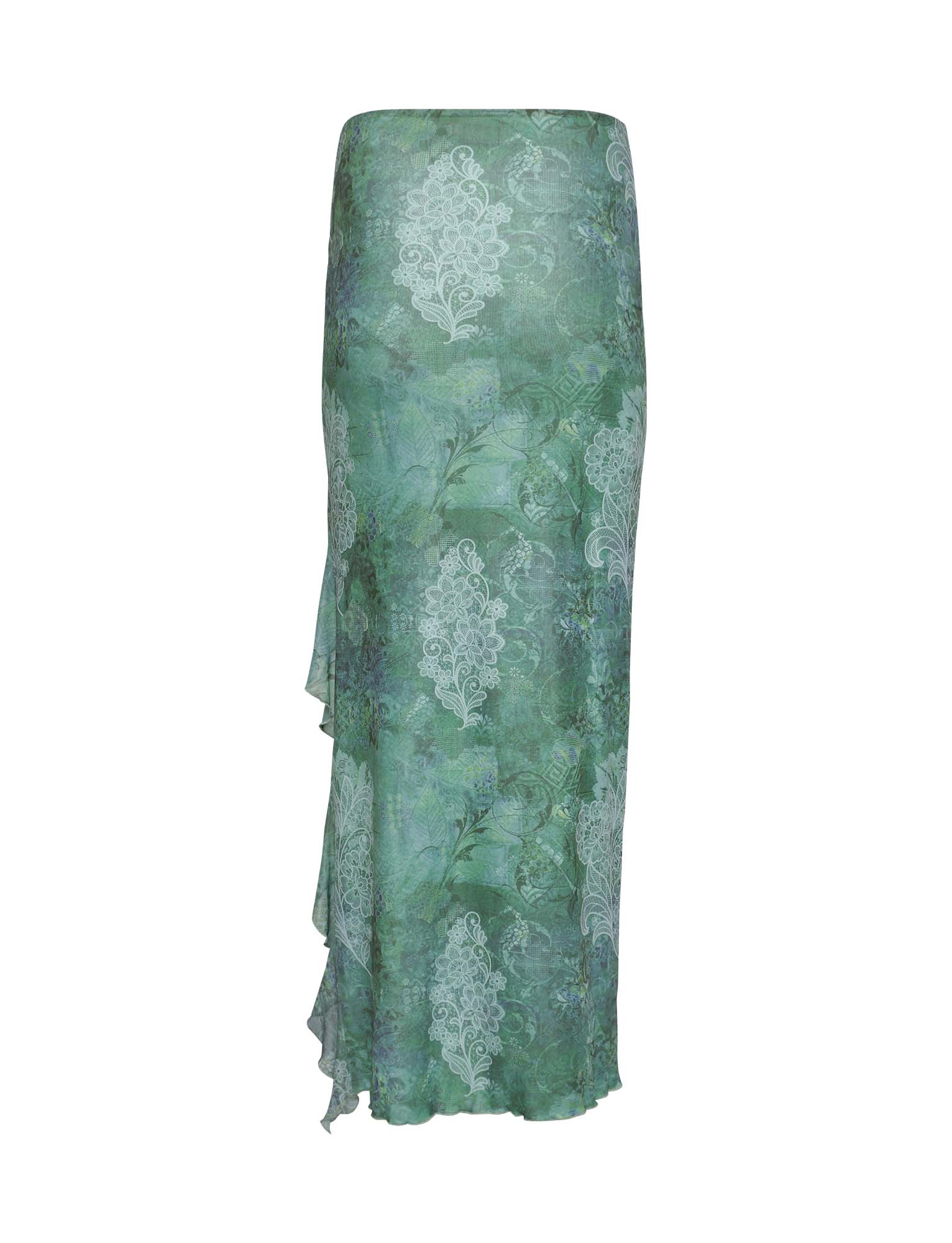 Green floral crop top with skirt