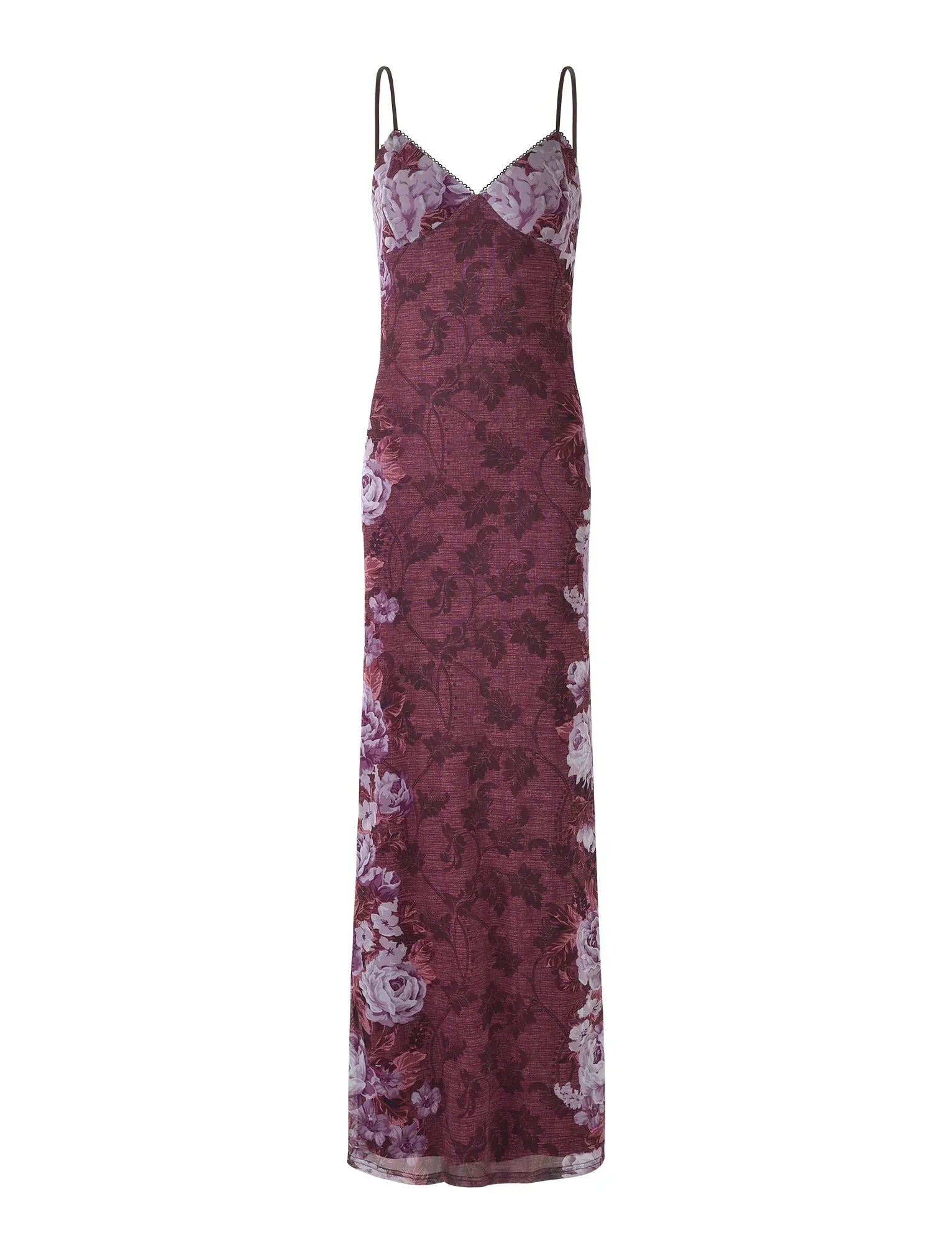 Floral dark red lace dress