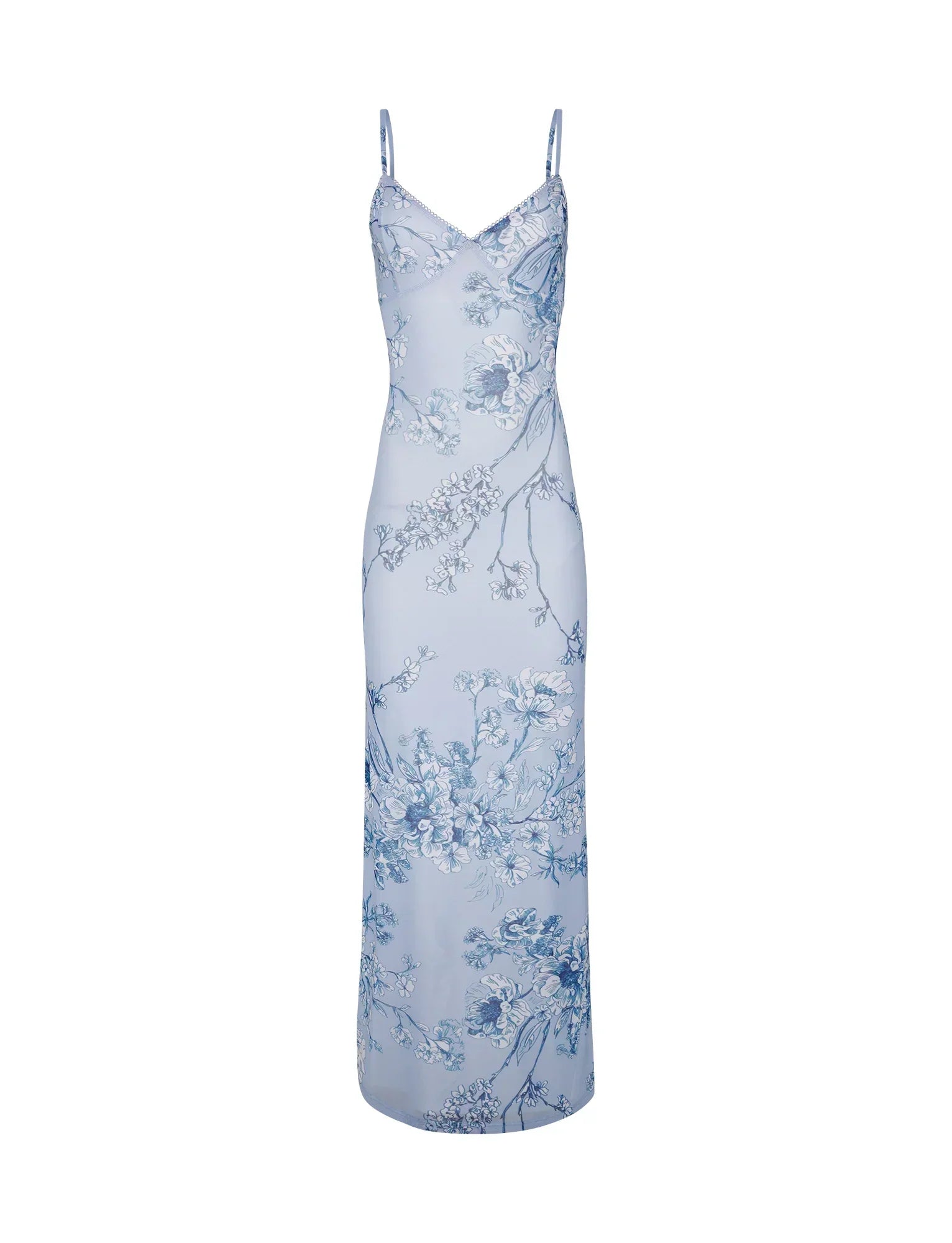 Floral blue lace dress