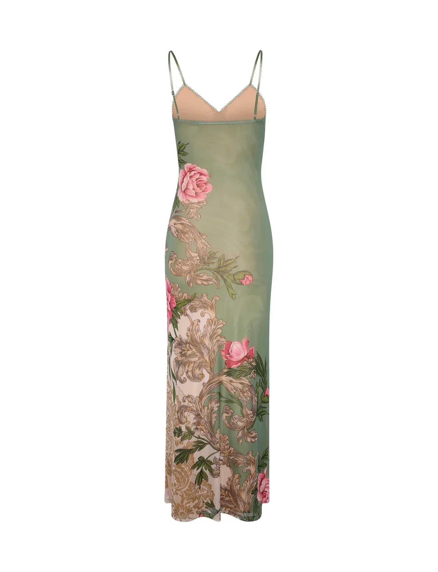 Floral green lace dress