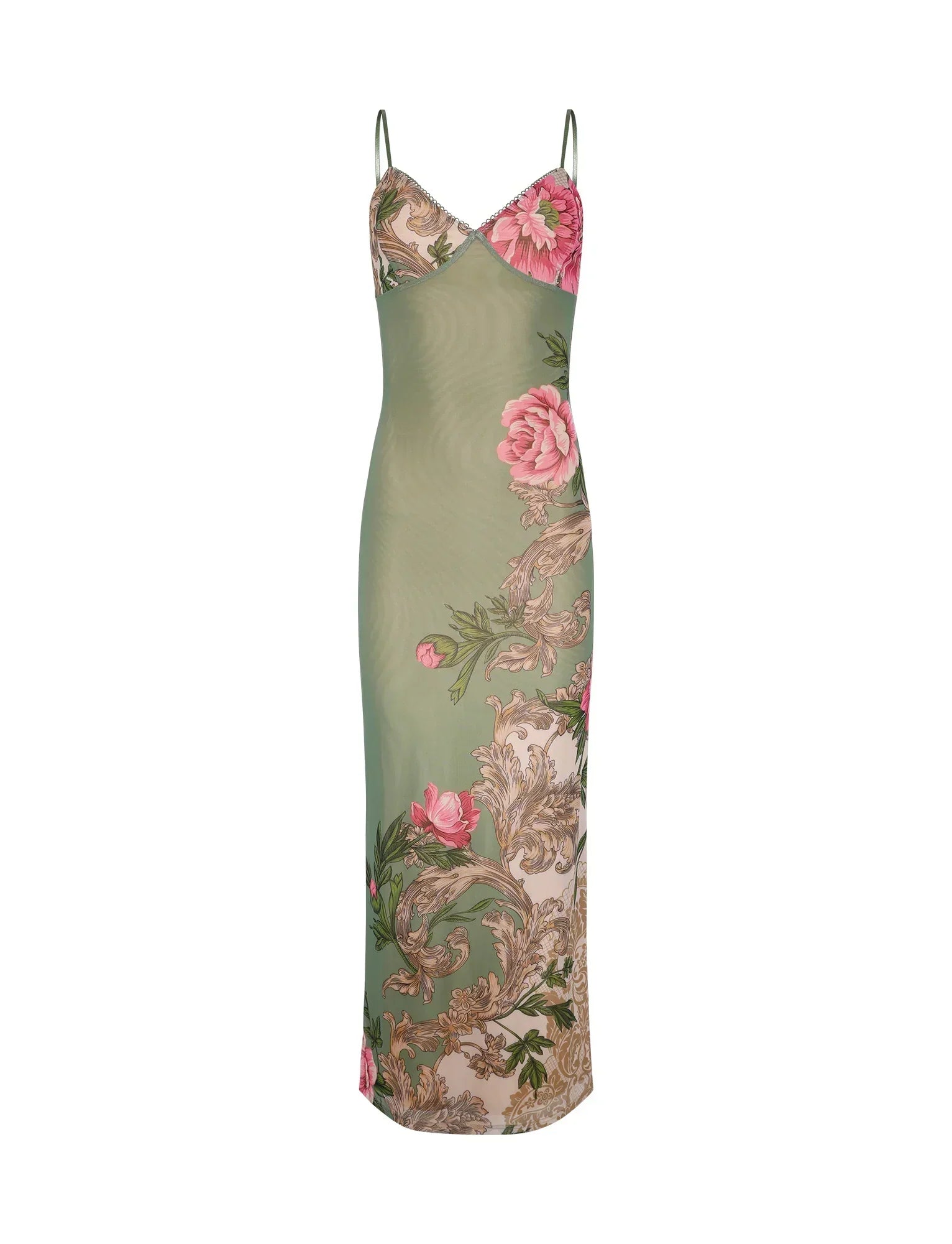 Floral green lace dress