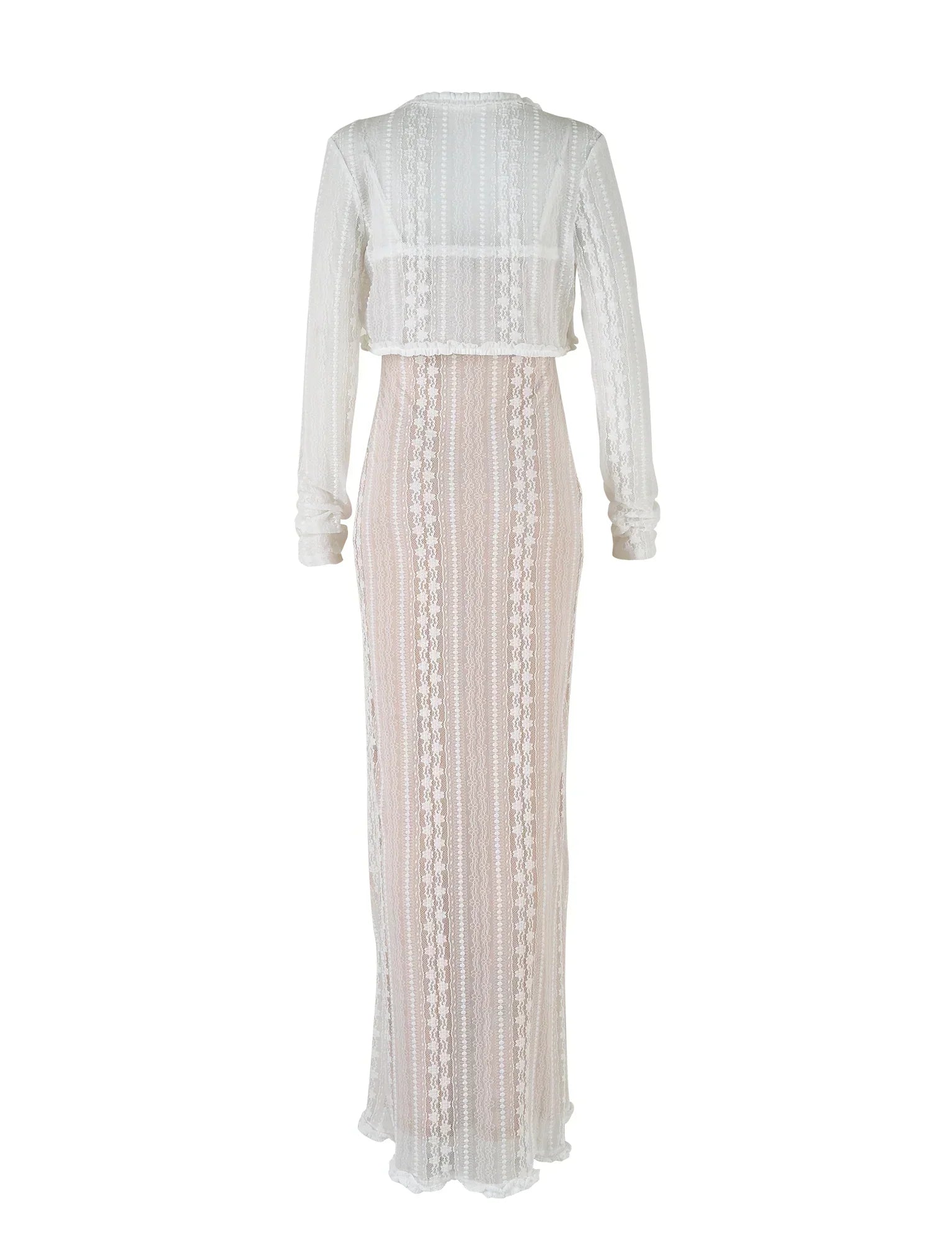 Two piece white maxi dress