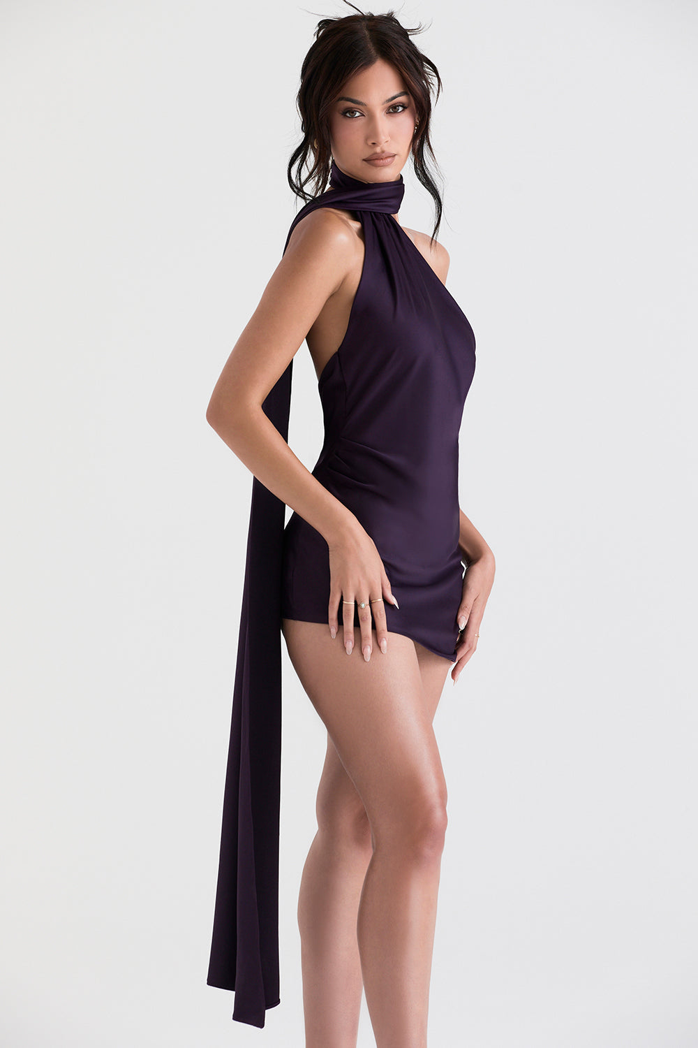 Asymmetrical dress with wrap neckline