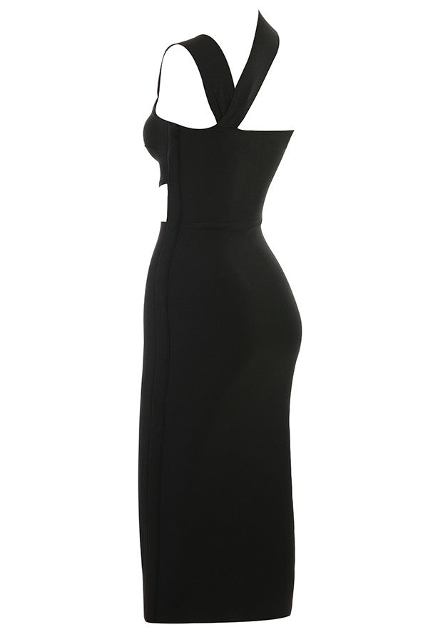 Light brown cut out bandage midi dress