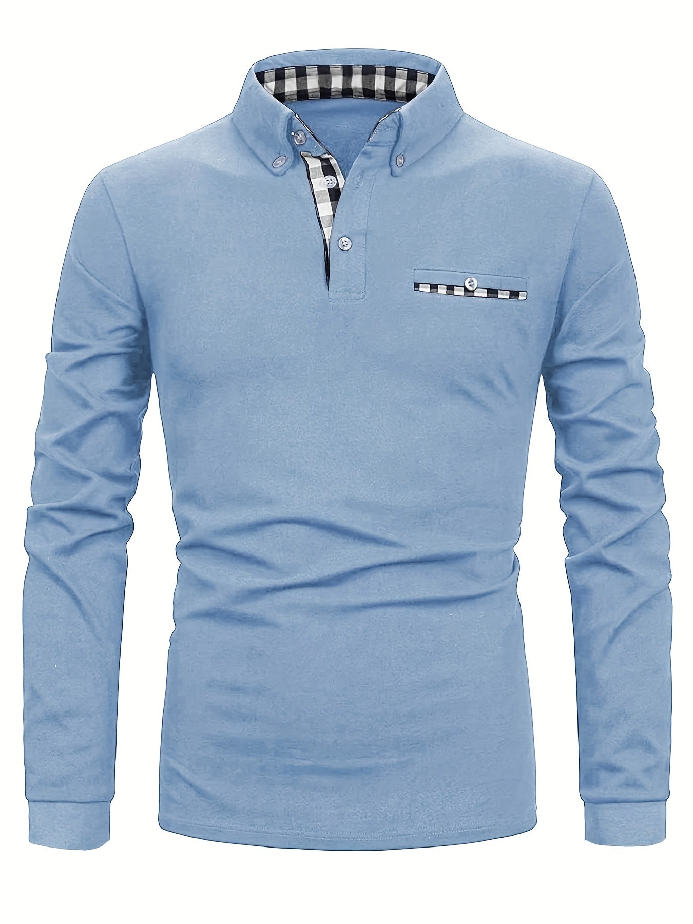 Checked patchwork shirt with lapels and long sleeves made of casual cotton with a light stretch