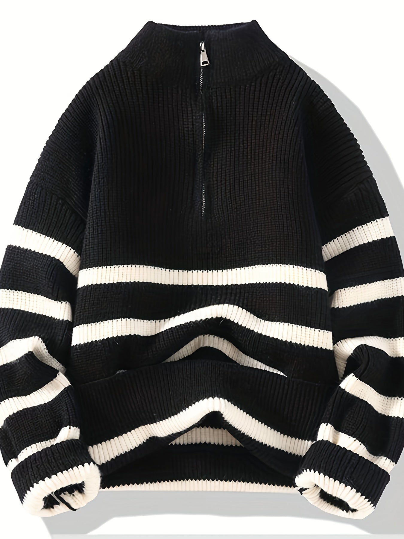 Knitted sweater with striped pattern