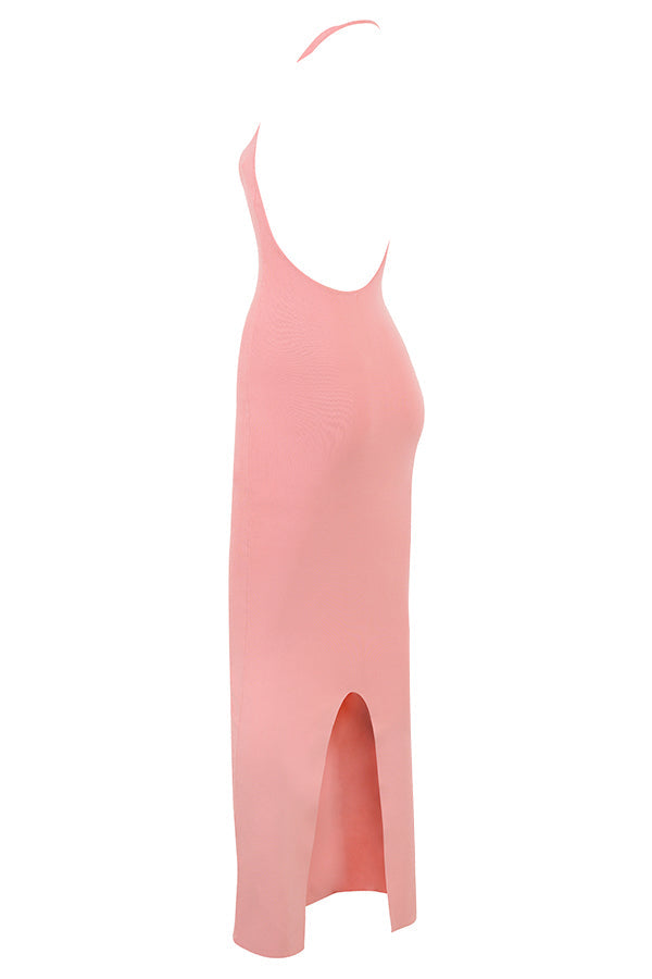 Apricot plunge maxi dress