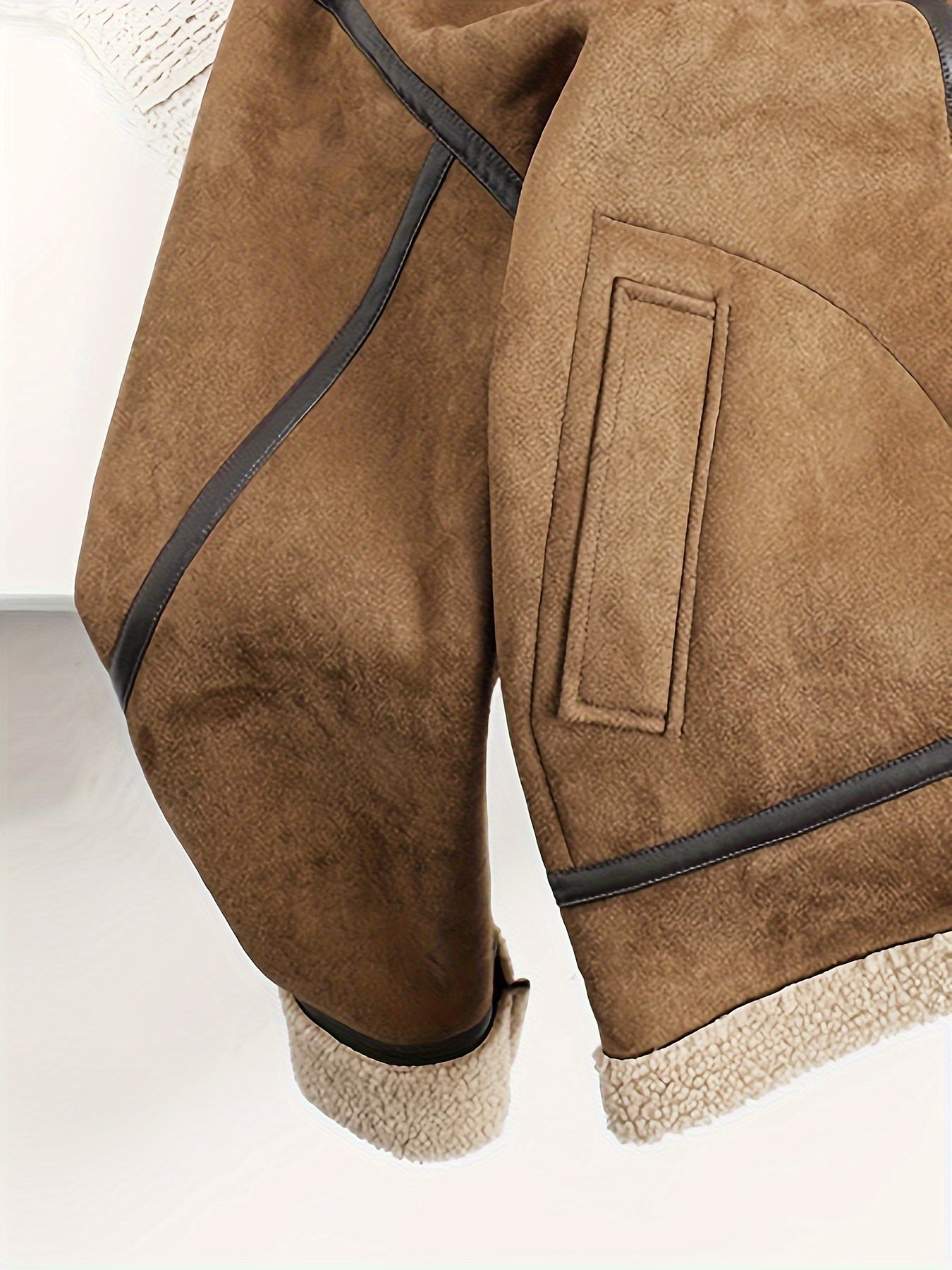 Suede fluffy fleece lined jacket for men