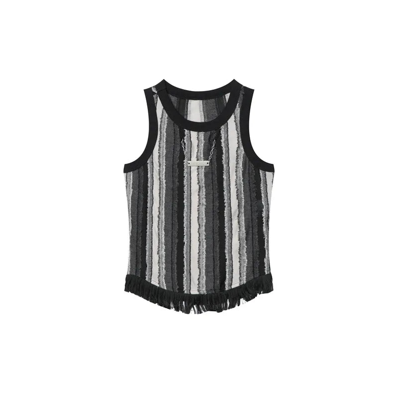 Textured Tank Top With Stripes