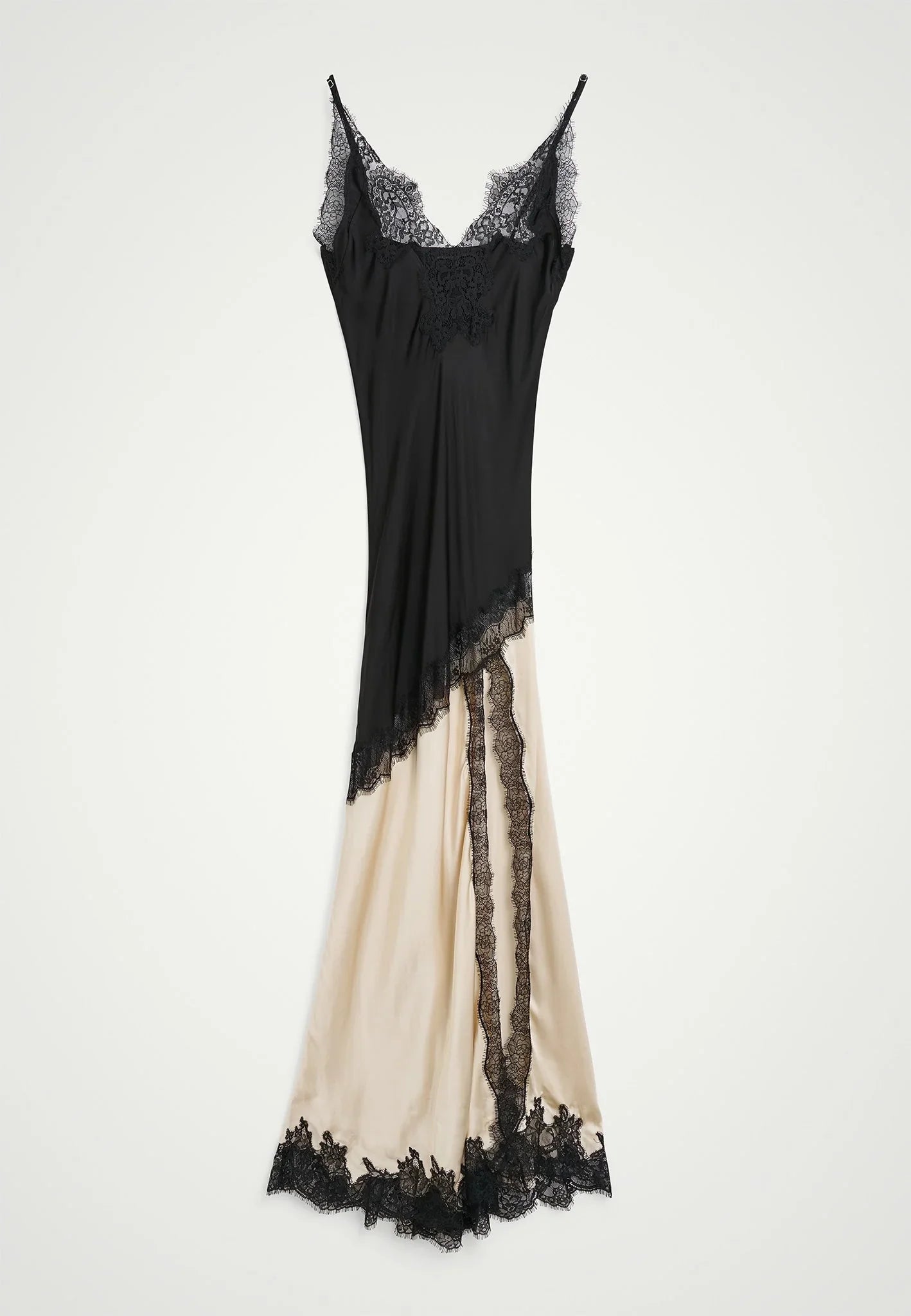 Spliced Sheer Lace Maxi Dress