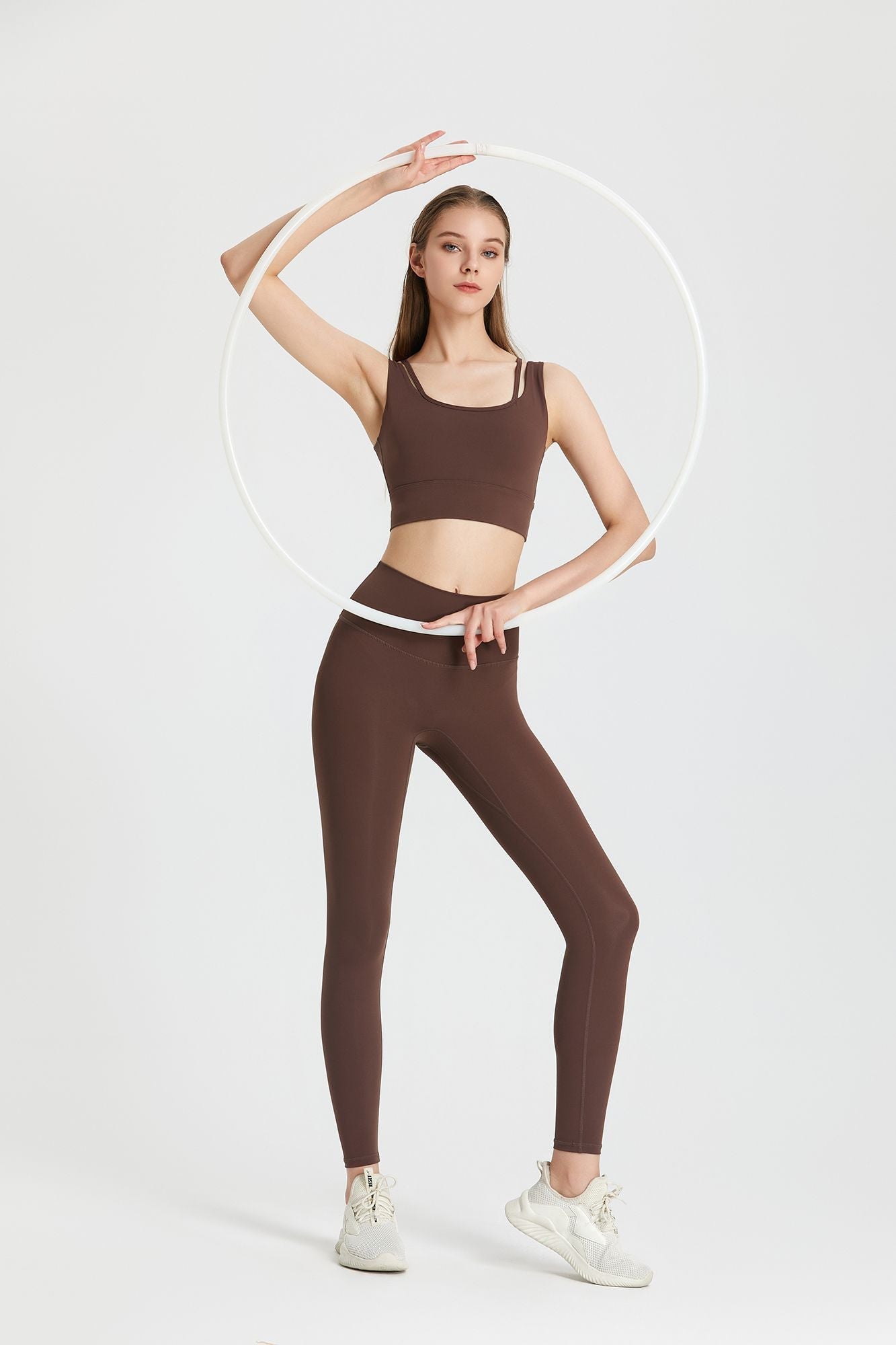 Sports bra with a deep V-neck and open back