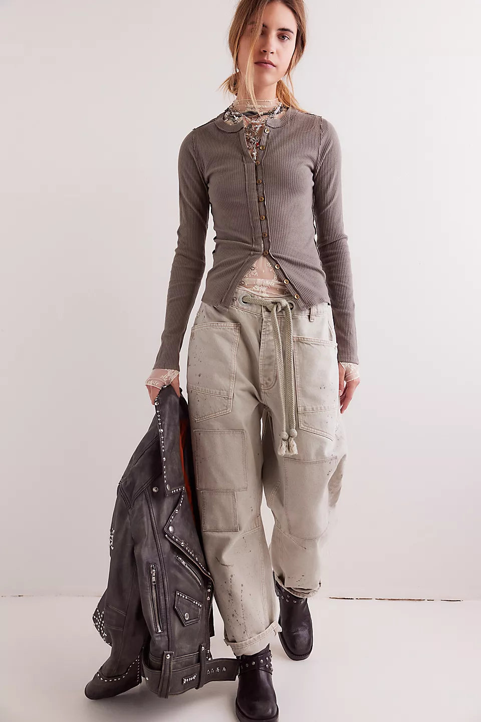 Round Neck Ribbed Cardigan