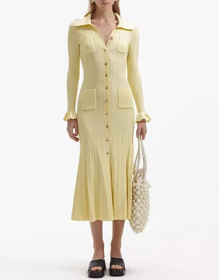 Long Sleeve Mermaid Maxi Dress In Yellow