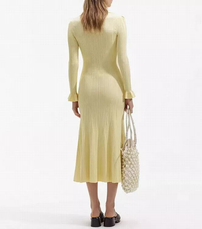Long Sleeve Mermaid Maxi Dress In Yellow
