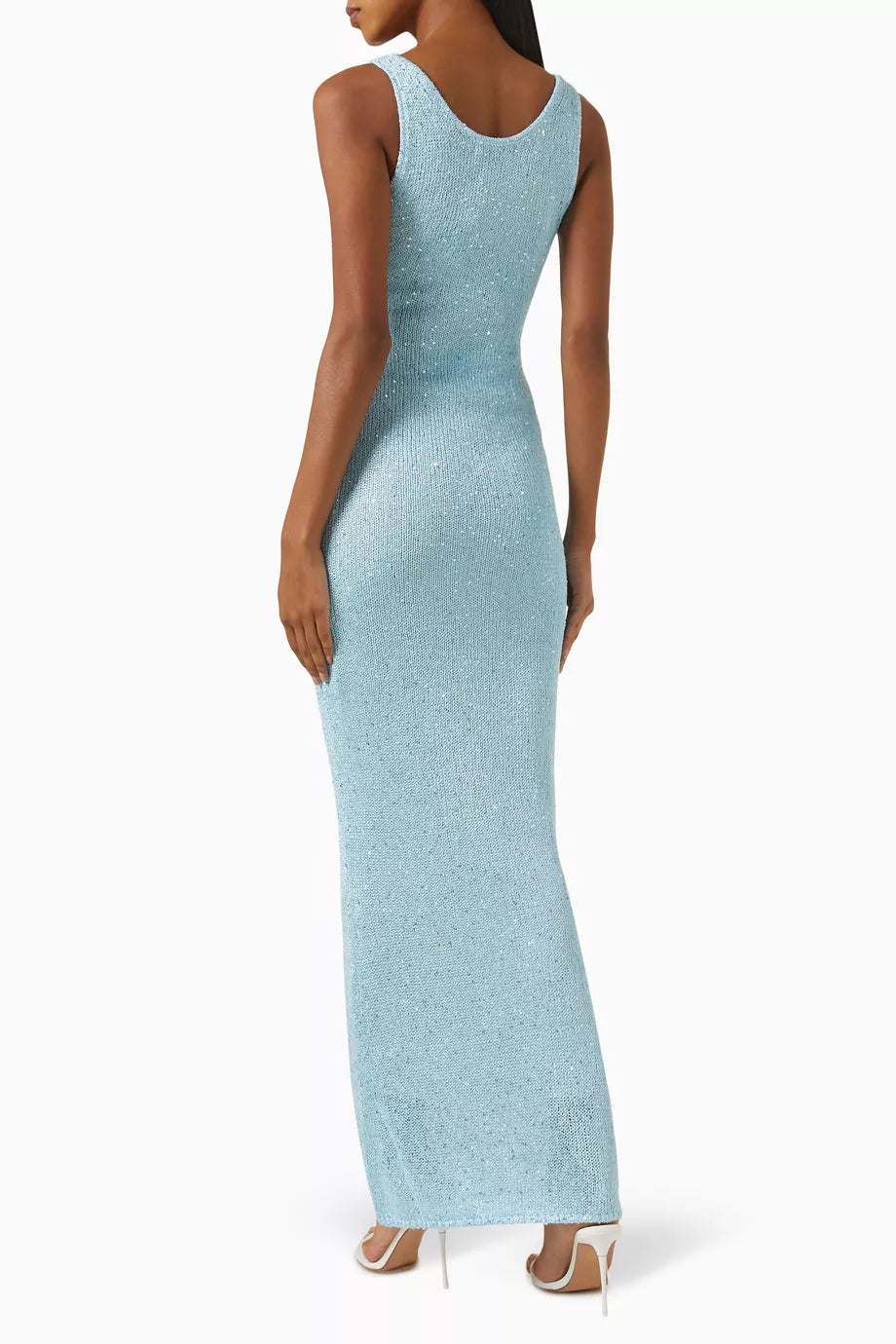 Sequin Detail Maxi Dress In Light Blue