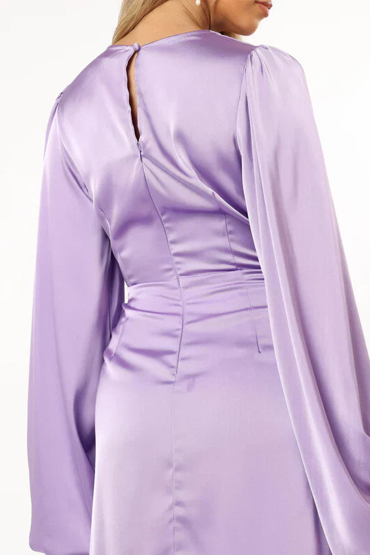 Long Sleeve Mini Dress In Lavander