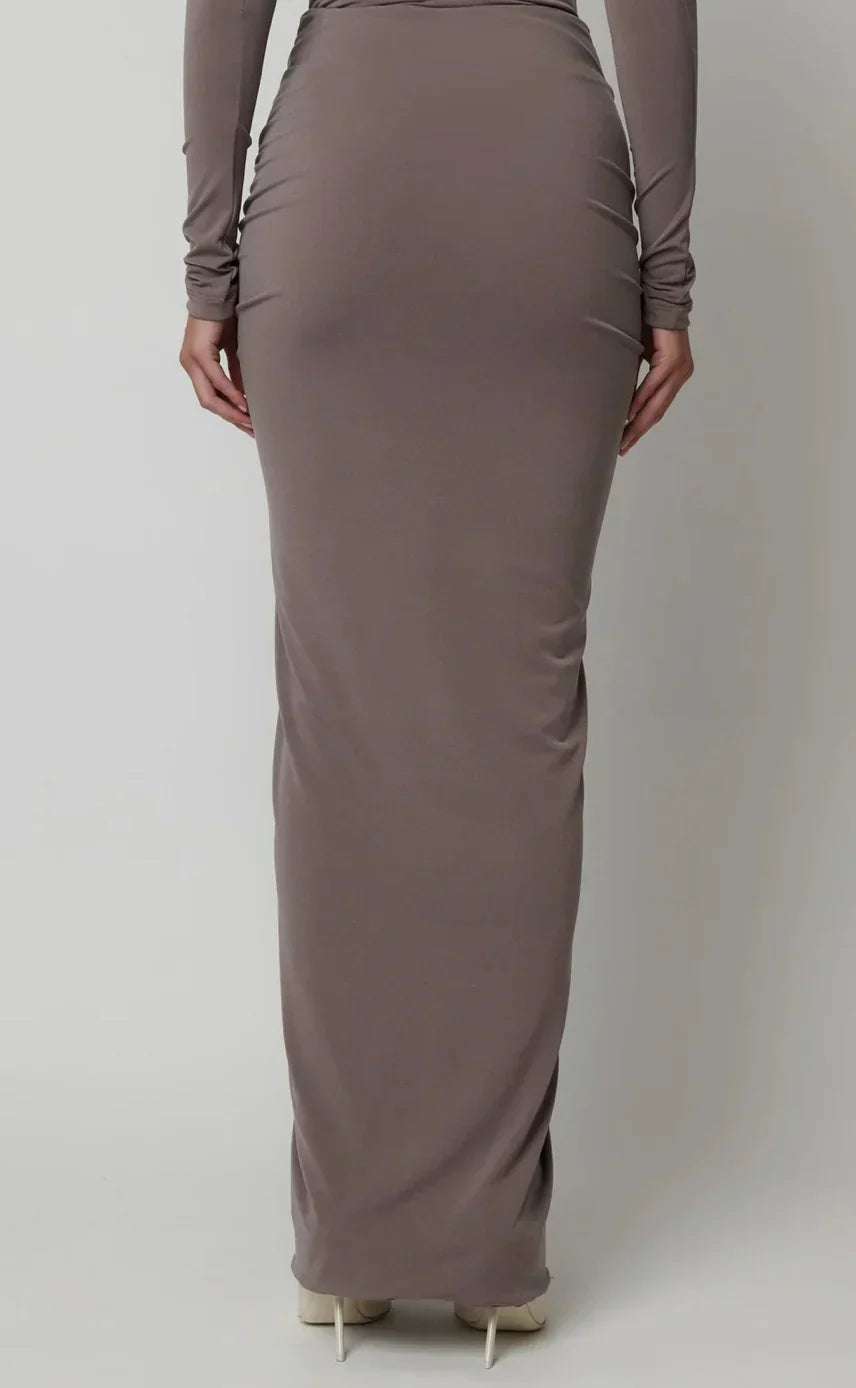 Long Sleeve Maxi Dress In Gray