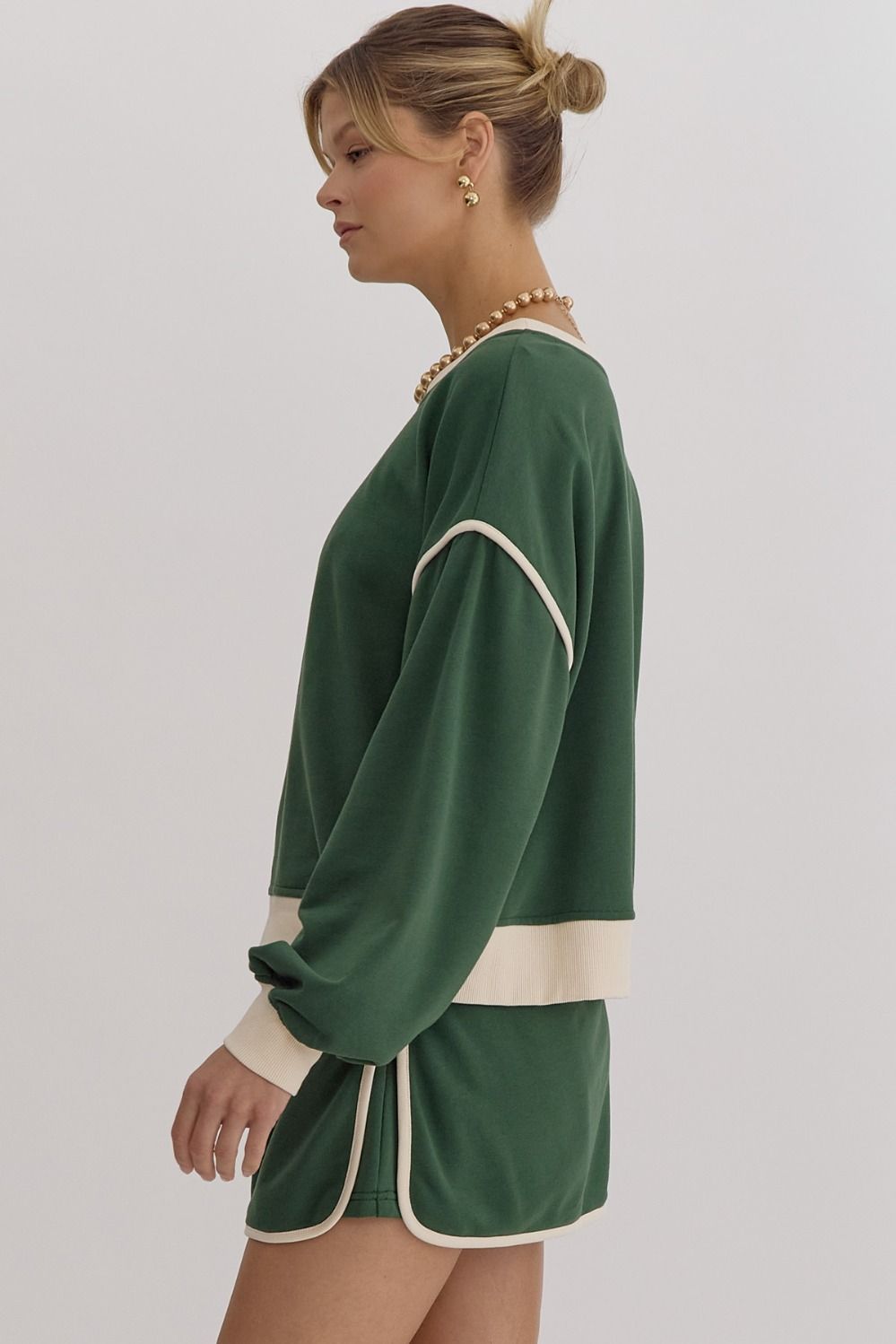 Green Loose Slim Fit Shirt and skirt set