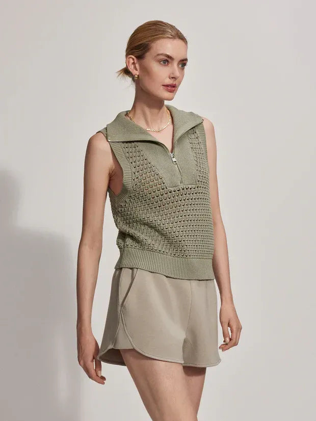 Green Zip-up Tank Top