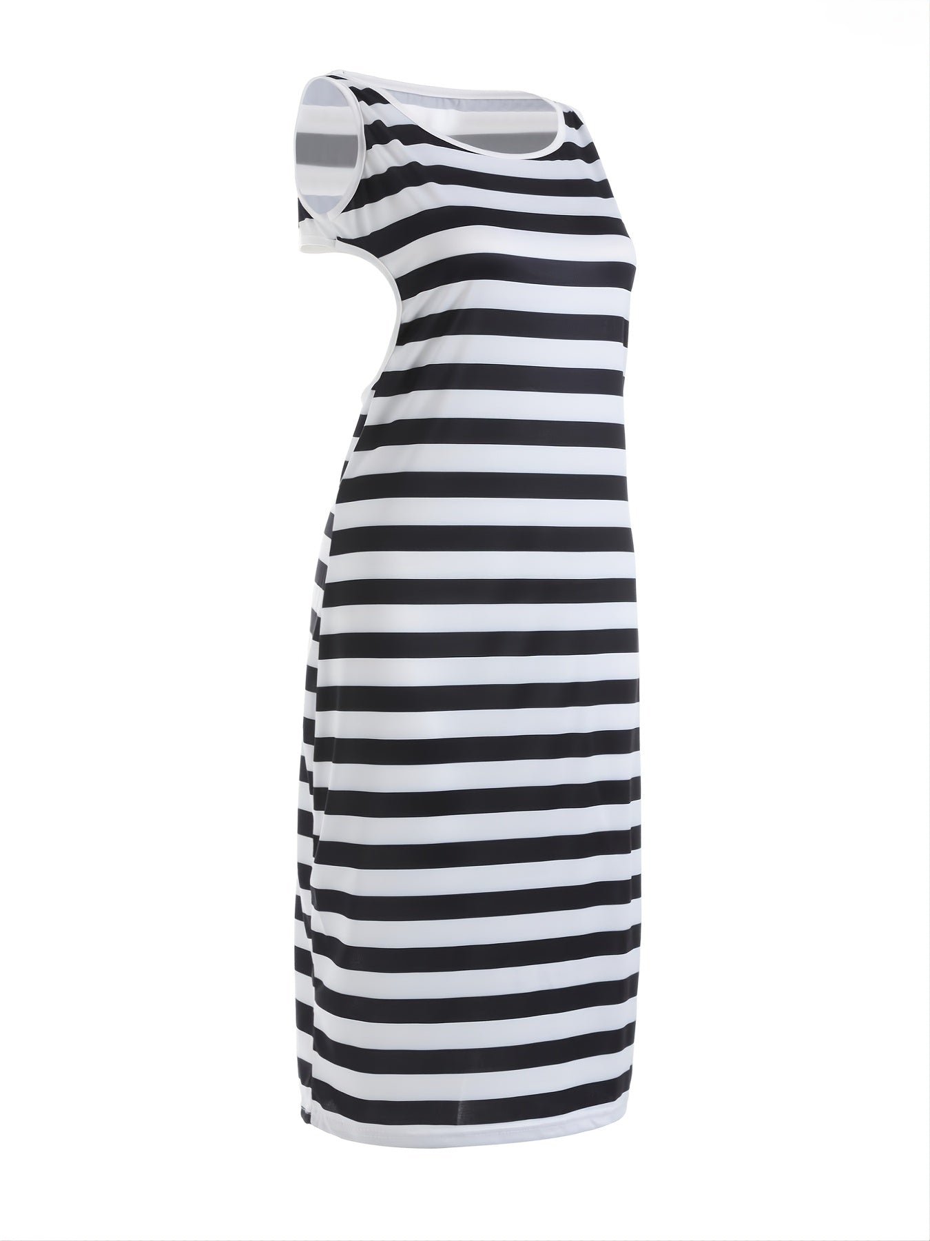 Knitted dress without back, sleeveless dress with crochet bodycon neckline with O-neck