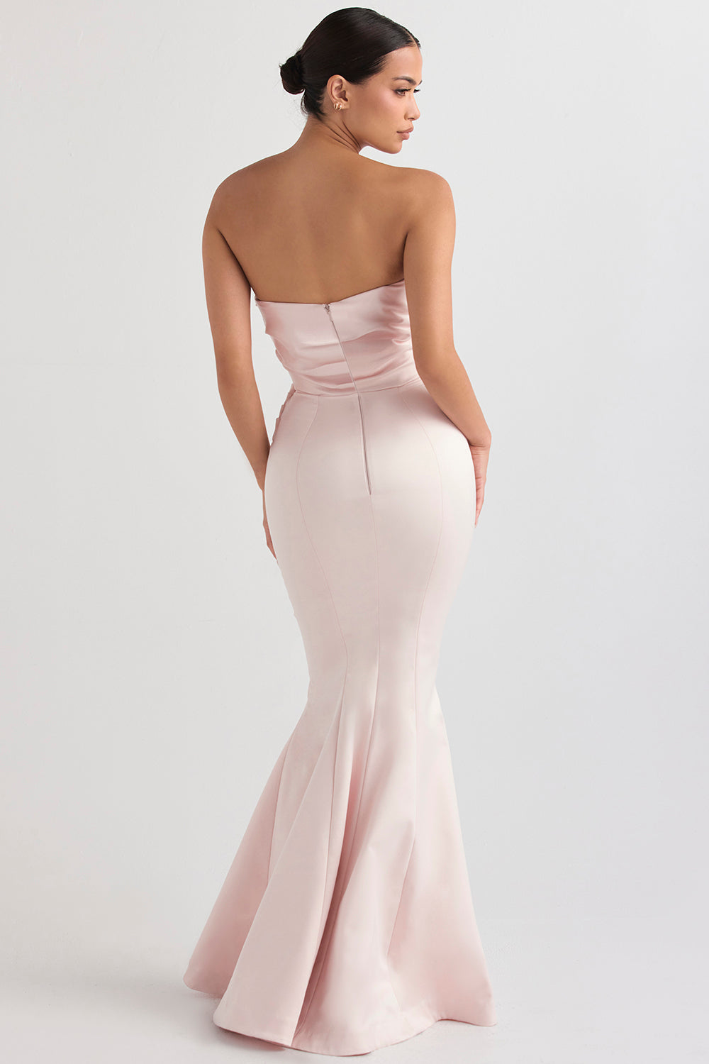 Mushroom satin strapless dress