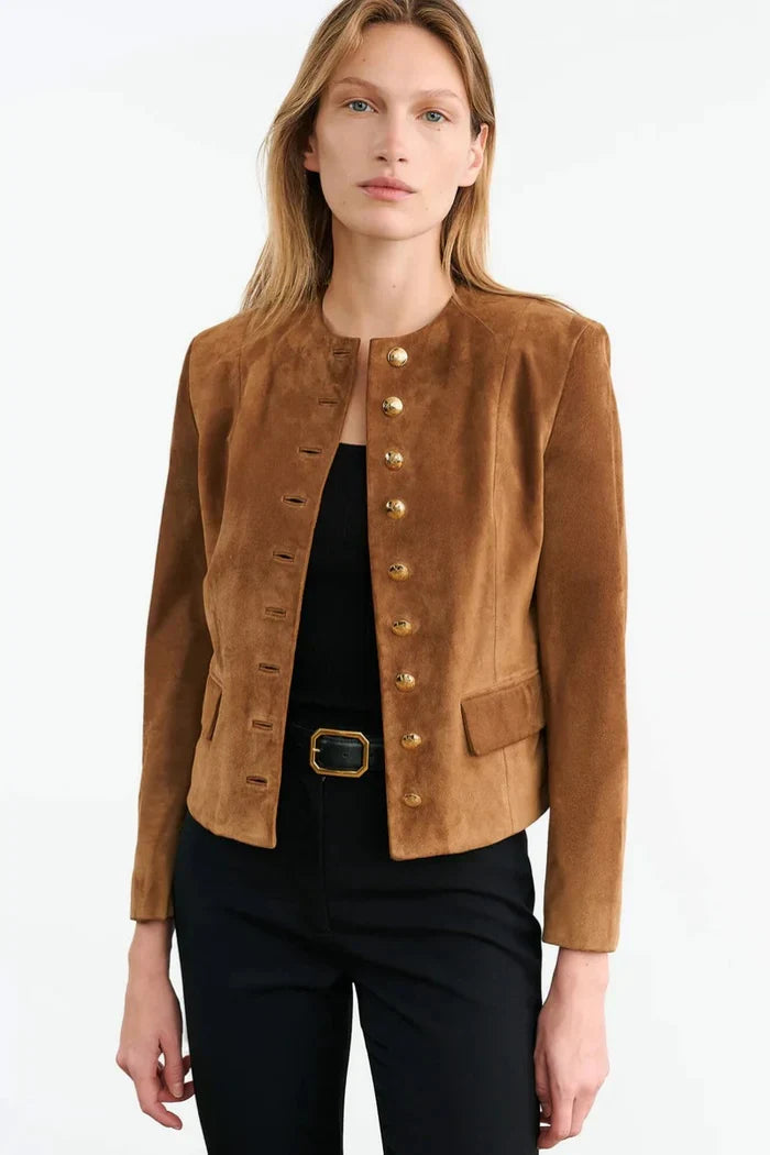 Elegant Button-Down Brown Jacket