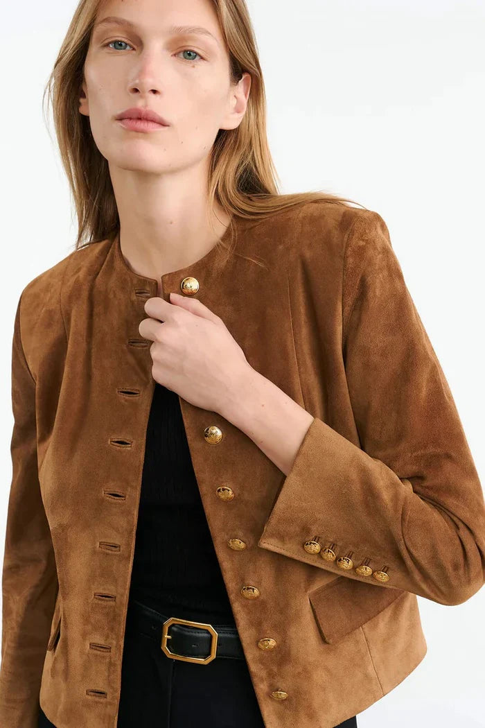 Elegant Button-Down Brown Jacket