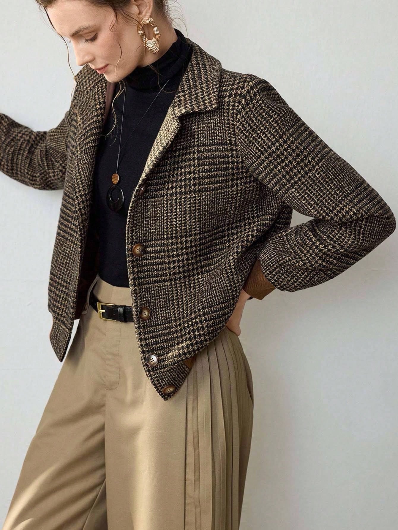 Elegant Woven Lapel Slim Jacket