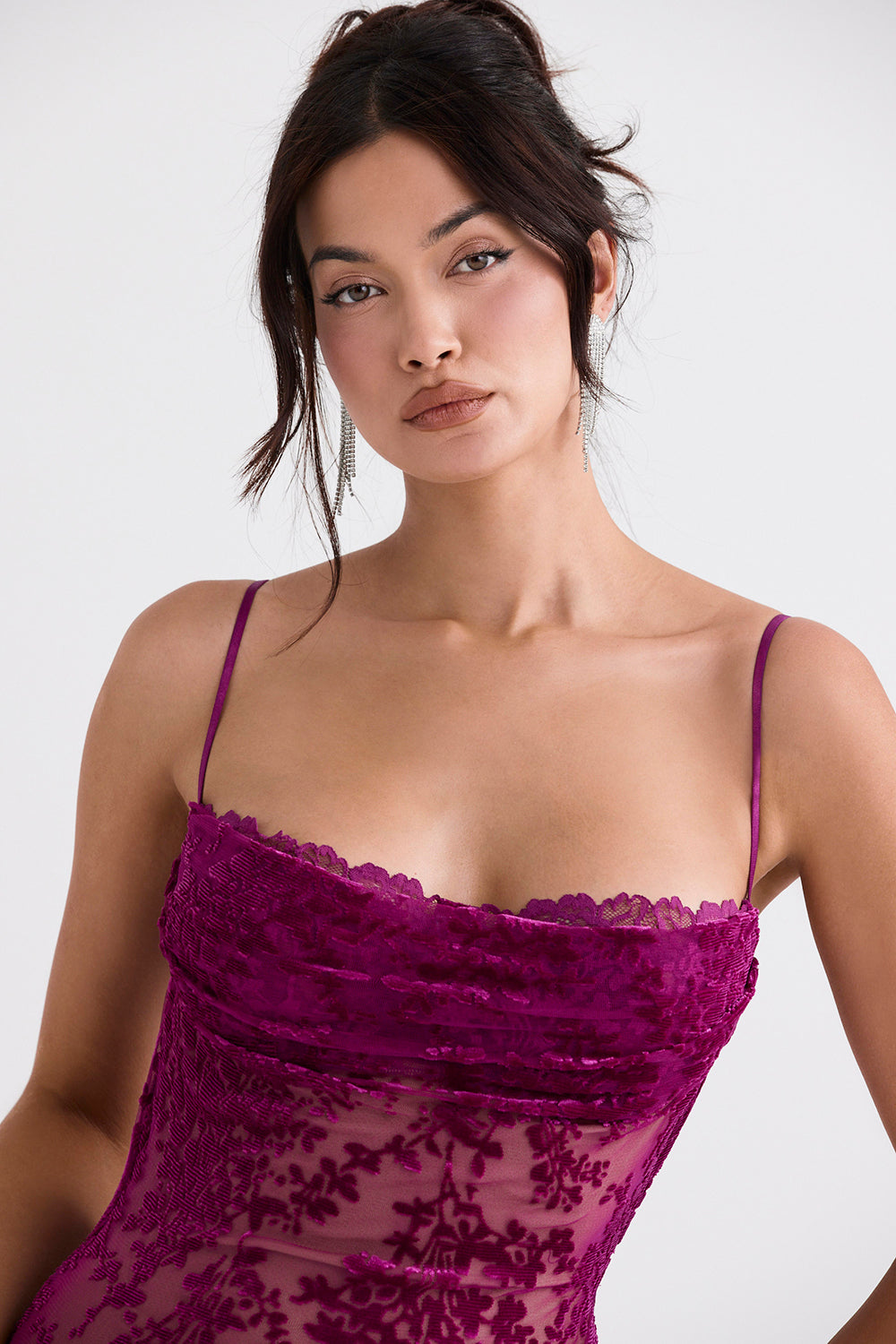 Cranberry Devoré midi dress