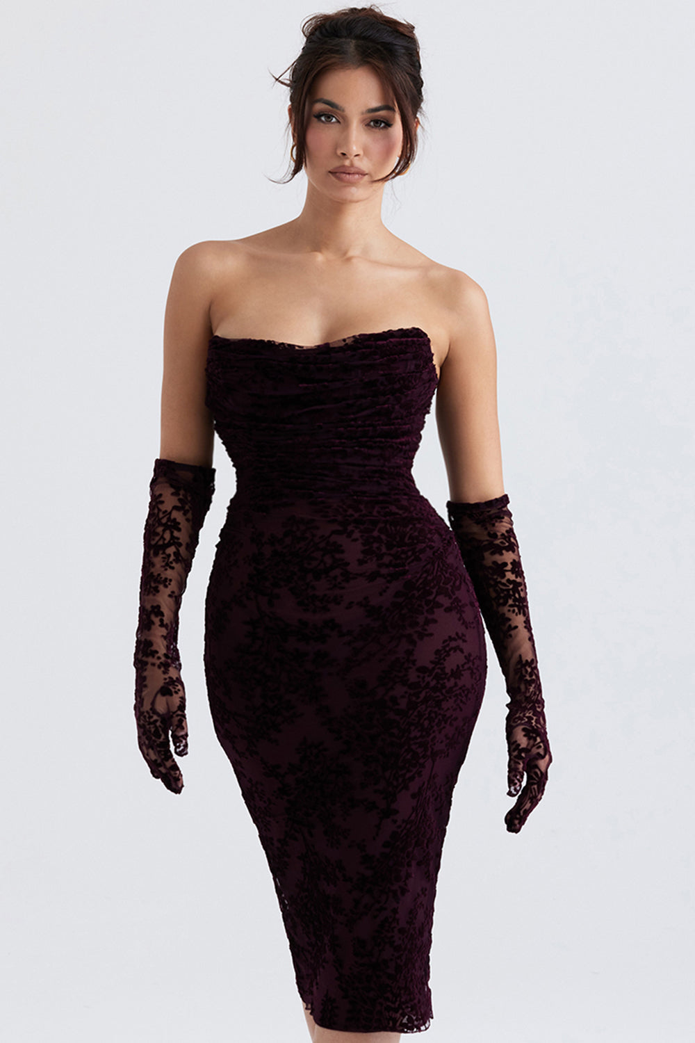 Black cherry Devore corset dress