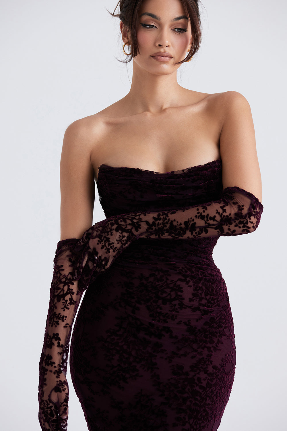 Black cherry Devore corset dress