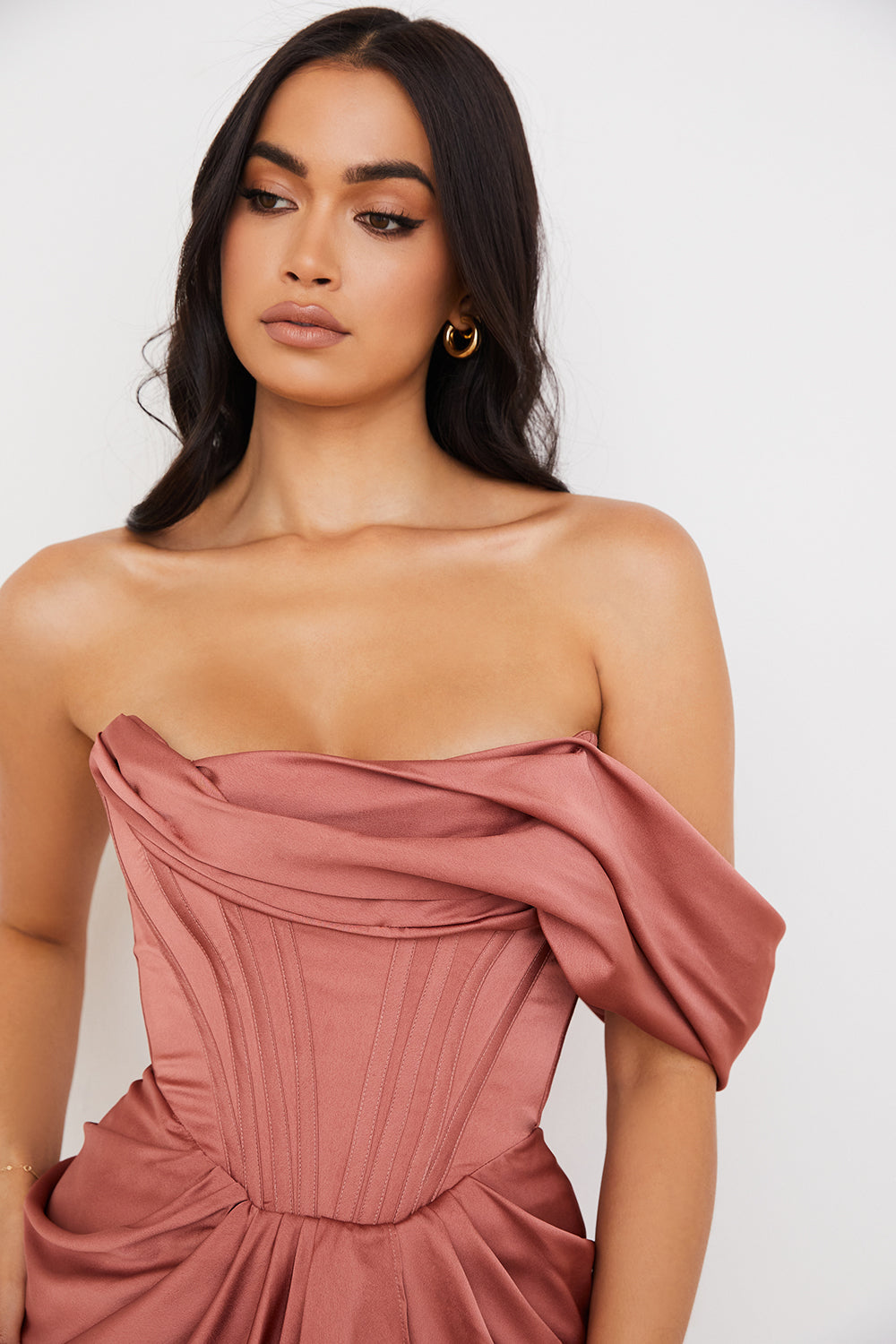 Satin corset midi dress