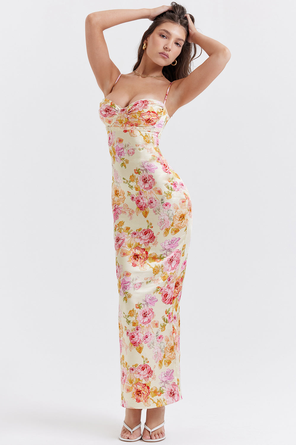 Ivory maxi dress with flowers