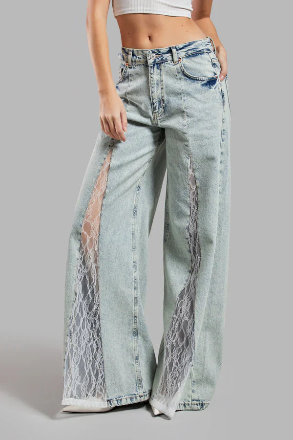 Street Lace Stitching Jeans