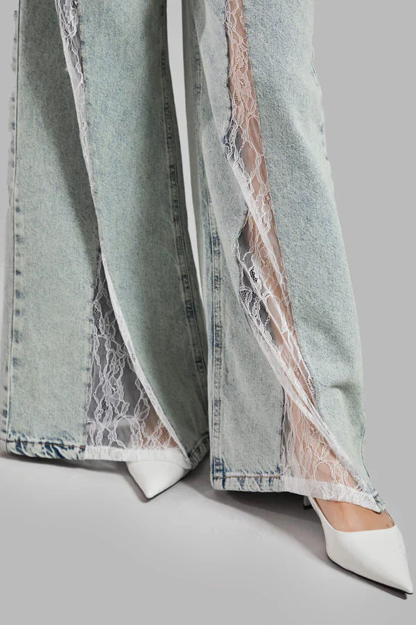 Street Lace Stitching Jeans
