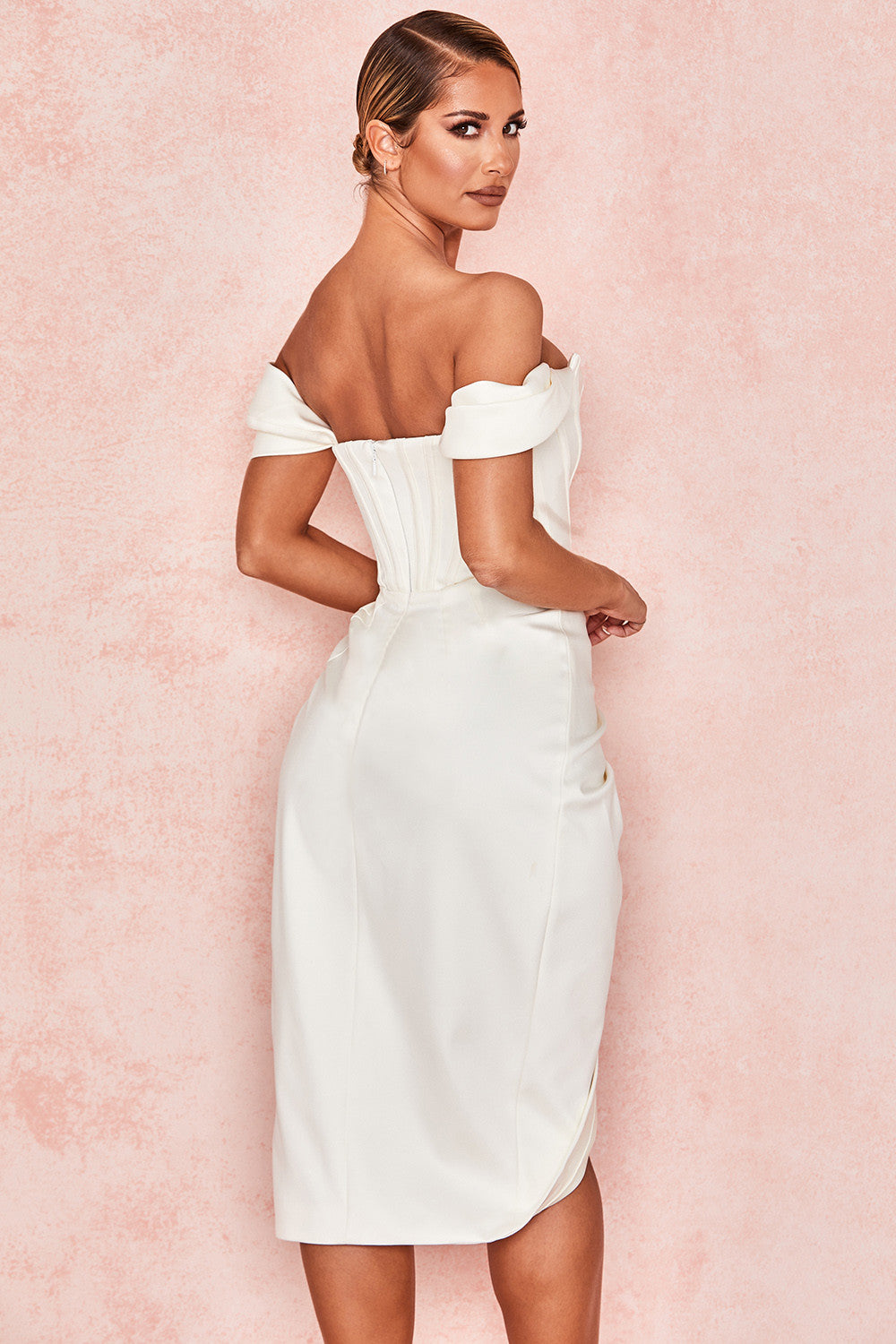 Satin off shoulder dress