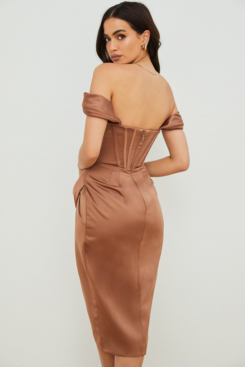 Satin off shoulder dress