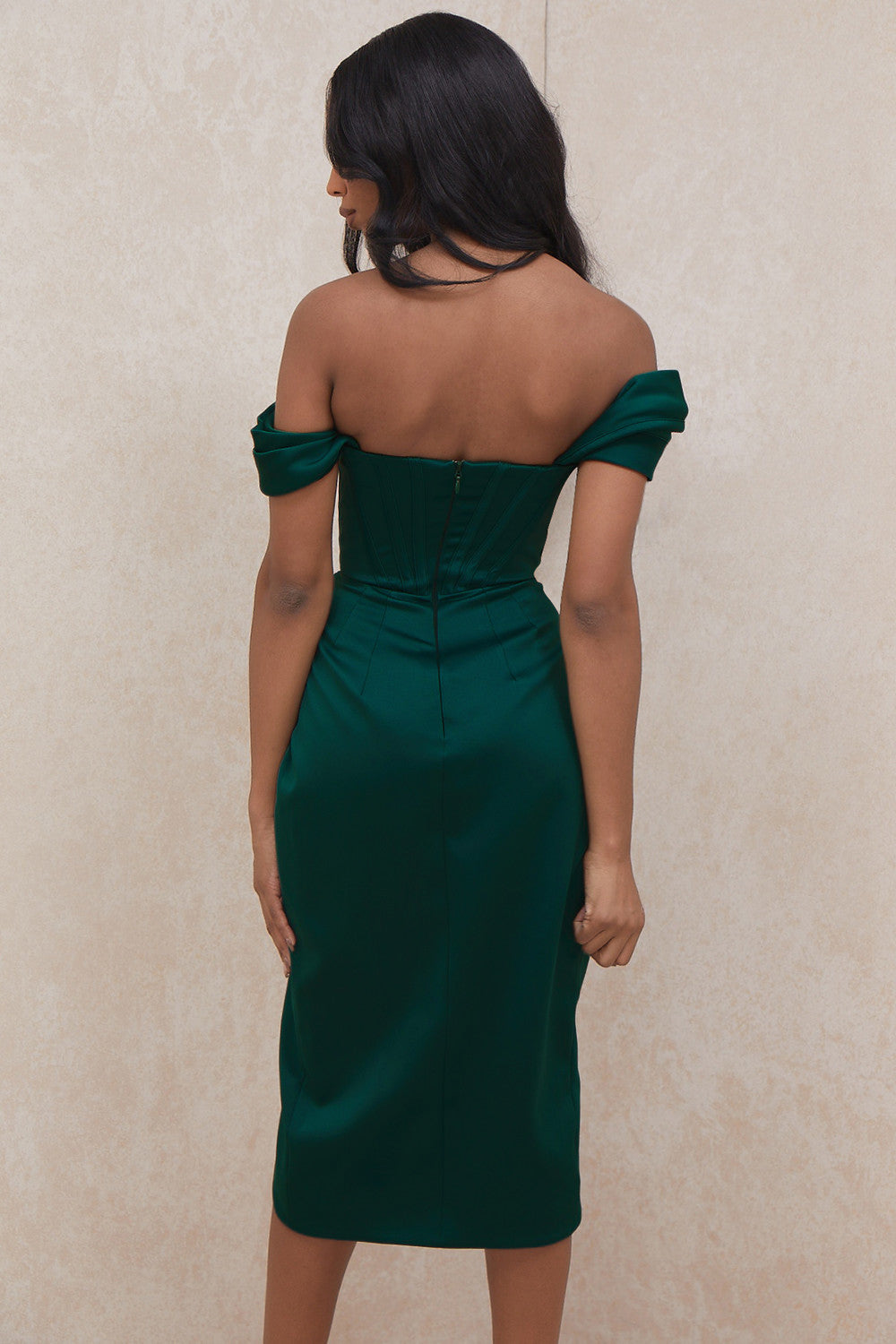 Satin off shoulder dress