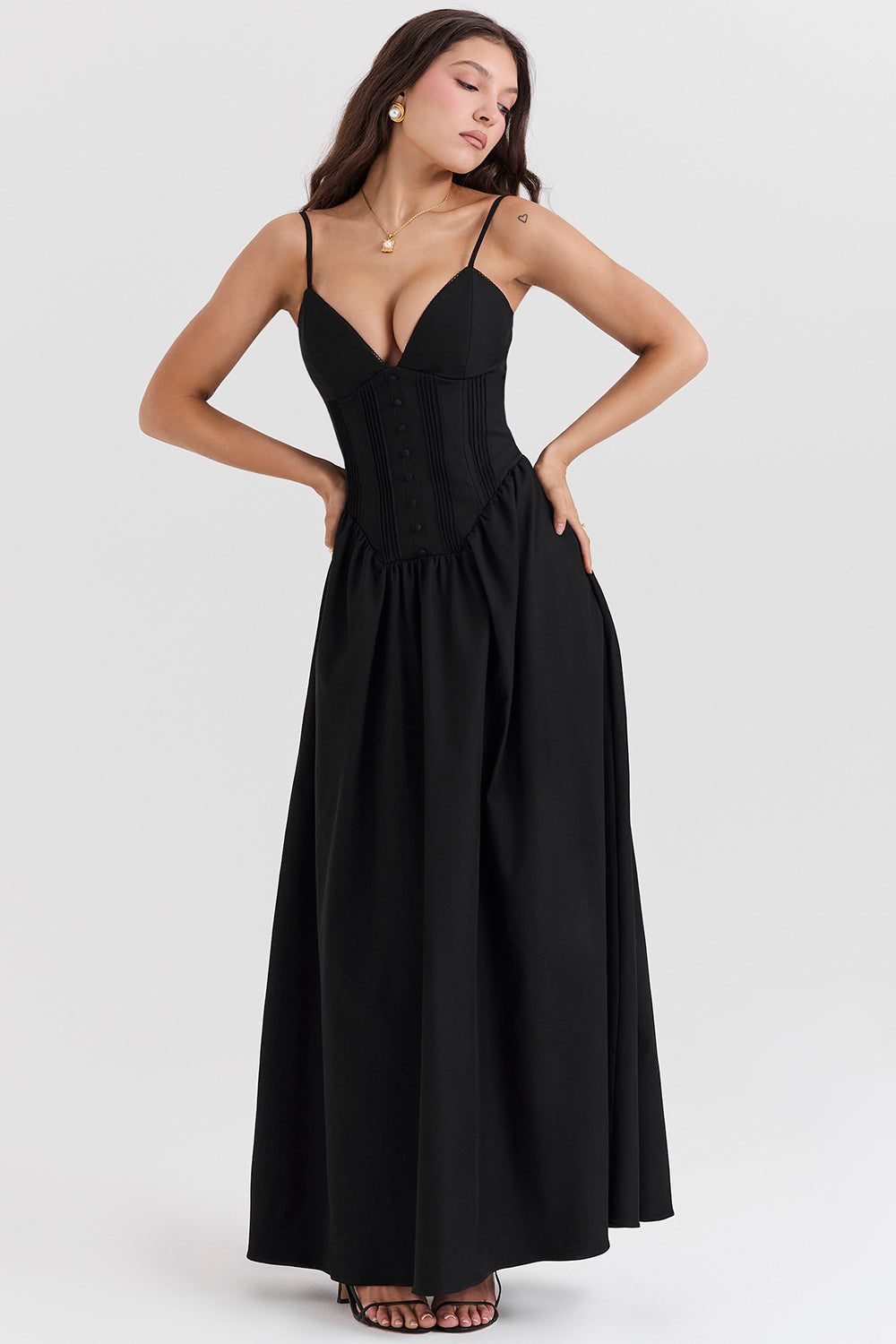 Black corset maxi dress