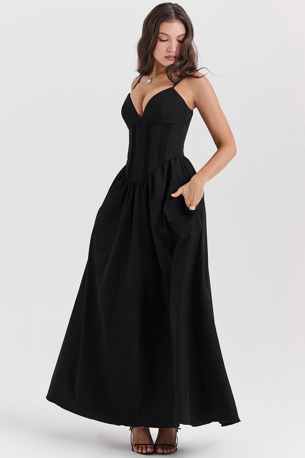 Black corset maxi dress