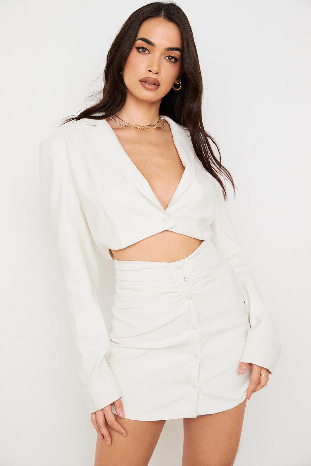 Ivory shirt dress with cutout