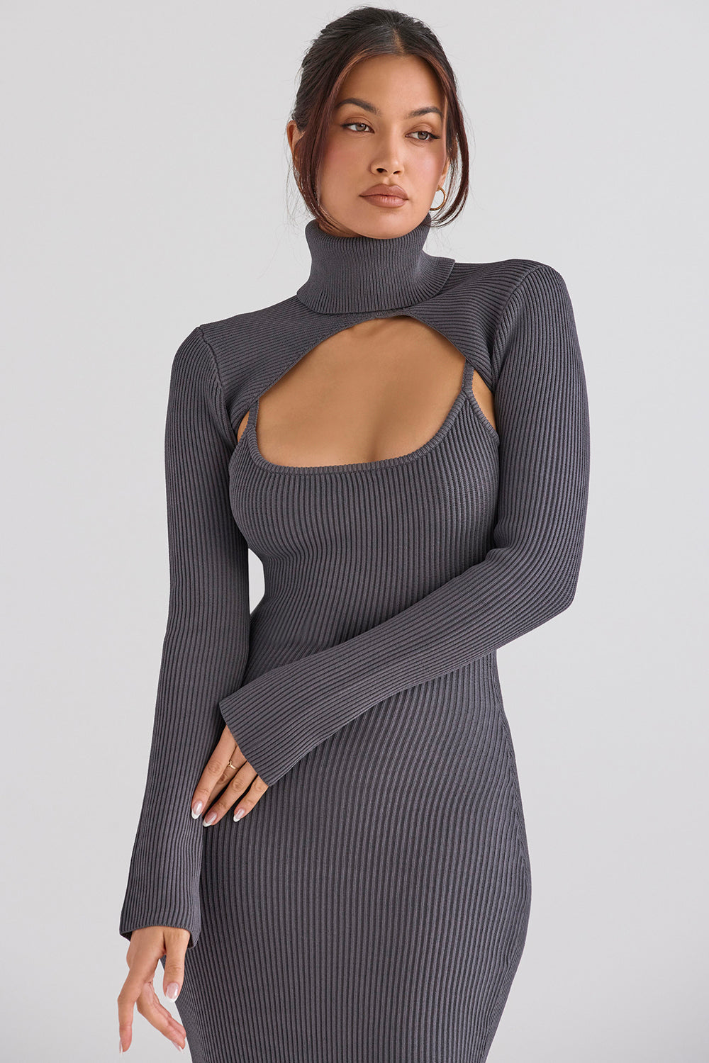 Anthracite knitted midi dress