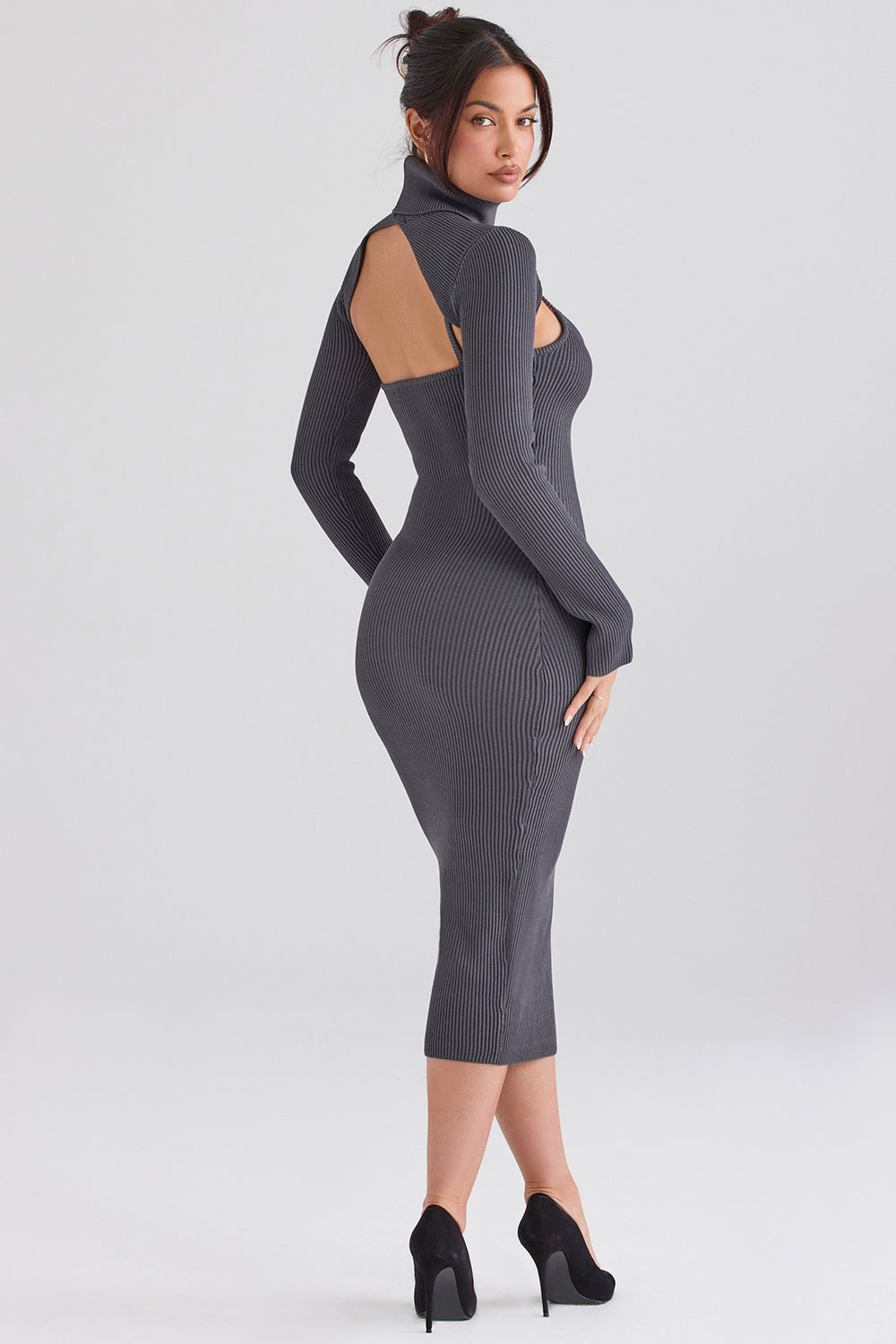 Anthracite knitted midi dress