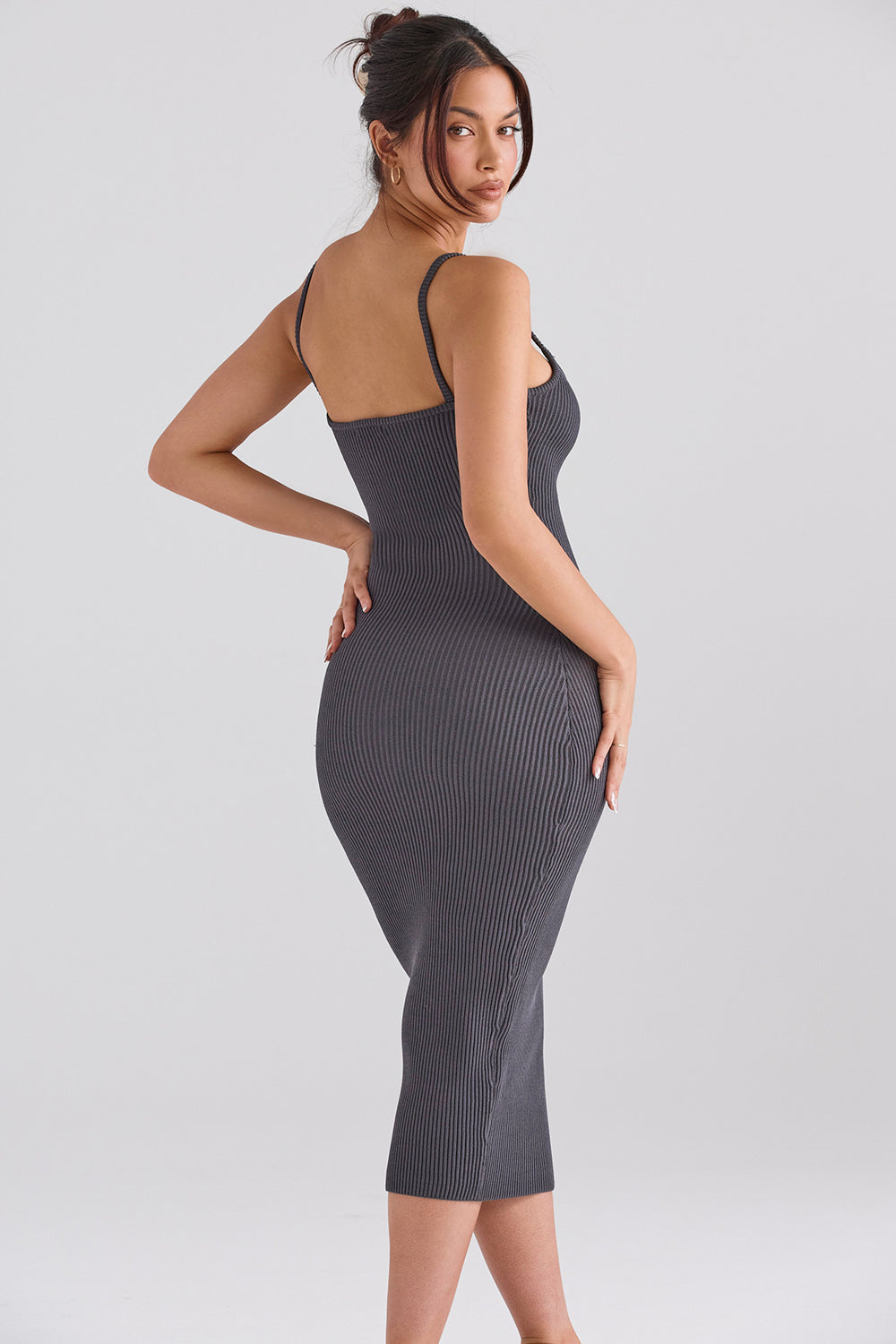 Anthracite knitted midi dress
